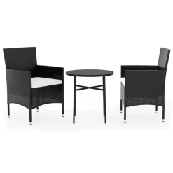 vidaXL - Tuinset - Zwart - Poly rattan - 3 stuks