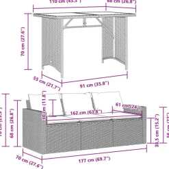 vidaXL - Tuinset - Zwart - Poly rattan