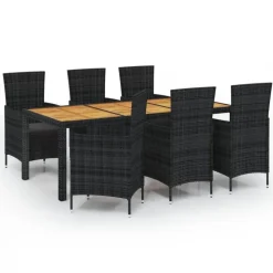 vidaXL - Tuinset - Zwart - Poly rattan - 190 cm tafellengte