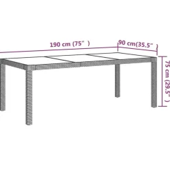 vidaXL - Tuinset - Zwart - Poly rattan - 190 cm tafellengte