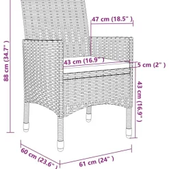 vidaXL - Tuinset - Zwart - Poly rattan - 190 cm tafellengte