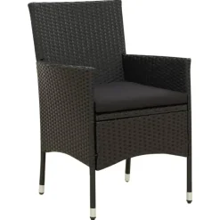 vidaXL - Tuinset - Zwart - Poly rattan - 190 cm tafellengte