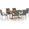 vidaXL - Tuinset grijs - 6 fauteuils en (150-200)x90 cm tafel - Poly rattan