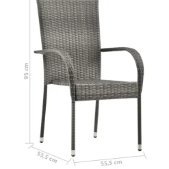 vidaXL - Tuinset grijs - 6 fauteuils en (150-200)x90 cm tafel - Poly rattan