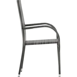 vidaXL - Tuinset grijs - 6 fauteuils en (150-200)x90 cm tafel - Poly rattan