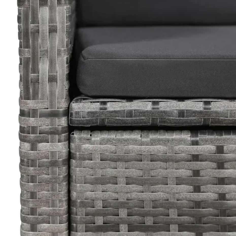 vidaXL - Tuinset grijs - 4 verstelbaar stoelen & 150x90 cm tafel - Poly rattan