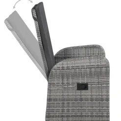 vidaXL - Tuinset grijs - 4 verstelbaar stoelen & 150x90 cm tafel - Poly rattan