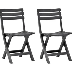 vidaXL - Tuinstoel - Antraciet - Kunststof - 2 stuks