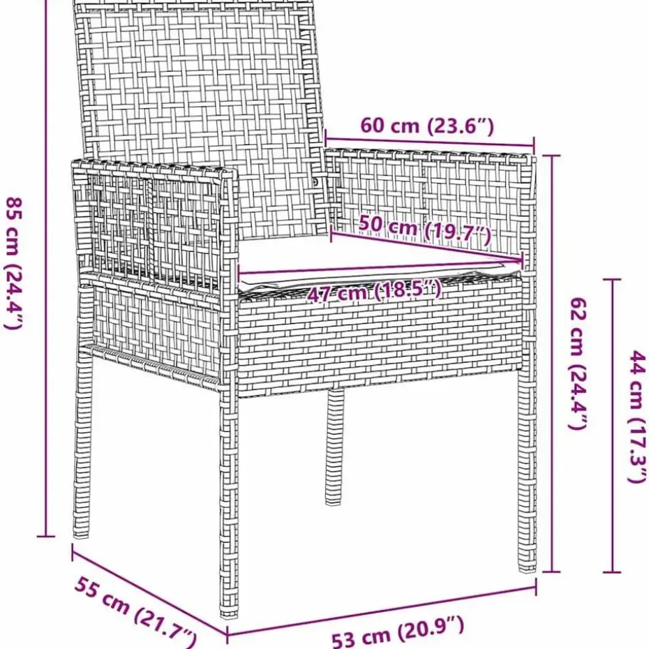 vidaXL - Tuinstoel - Beige - Poly rattan - 53 x 60 x 85cm