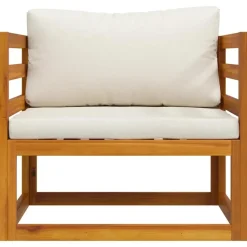 vidaXL - Tuinstoel - Crème - Acaciahout - Met kussens