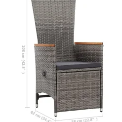 vidaXL - Tuinstoel - Grijs - Poly rattan - 2 stuks