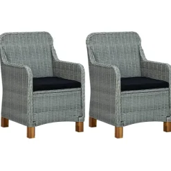 vidaXL - Tuinstoel - Grijs - Poly rattan - 2 stuks