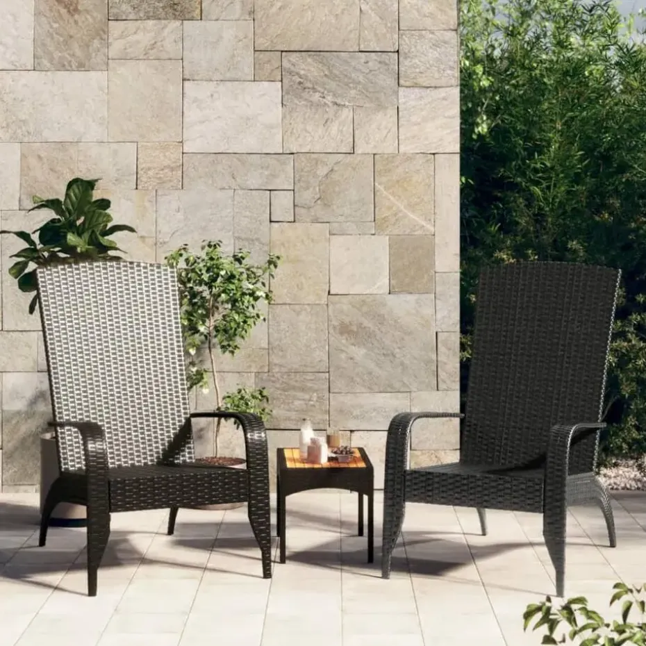 vidaXL - Tuinstoel Adirondack - Zwart - Poly rattan