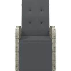 vidaXL - Tuinstoelen - Grijs - Poly rattan - 2 stuks - Verstelbaar - Met kussens