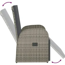 vidaXL - Tuinstoelen - Grijs - Poly rattan - 2 stuks - Verstelbaar - Met kussens