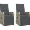 vidaXL - Tuinstoelen - Grijs - Poly rattan - 2 stuks - Verstelbaar - Met kussens