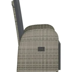 vidaXL - Tuinstoelen - Grijs - Poly rattan - 2 stuks - Verstelbaar - Met kussens