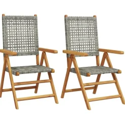 vidaXL - Tuinstoelen - Grijs - Acaciahout en poly rattan - 2 stuks