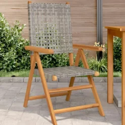 vidaXL - Tuinstoelen - Grijs - Acaciahout en poly rattan - 2 stuks