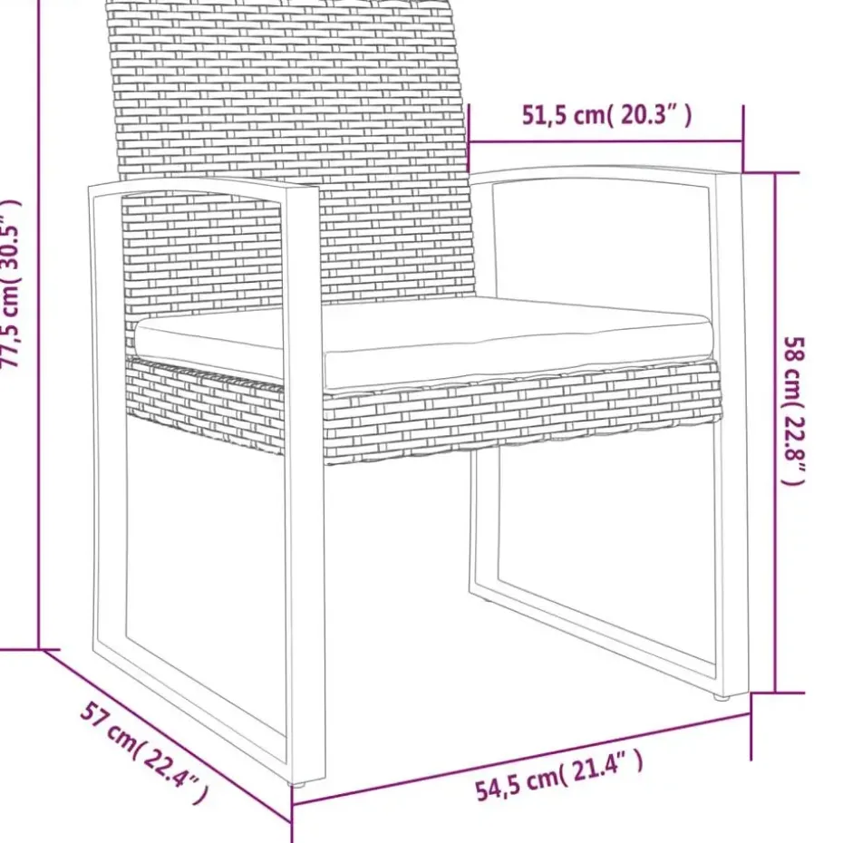 vidaXL - Tuinstoelen - Zwart - Polypropyleen - 2 stuks