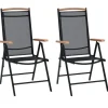 vidaXL - Tuinstoelen - Zwart - Aluminium en textileen - 2 stuks - Inklapbaar