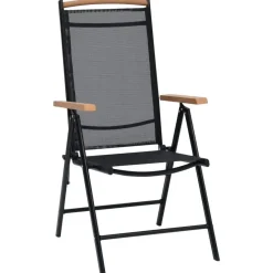 vidaXL - Tuinstoelen - Zwart - Aluminium en textileen - 2 stuks - Inklapbaar
