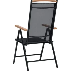 vidaXL - Tuinstoelen - Zwart - Aluminium en textileen - 2 stuks - Inklapbaar