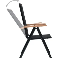 vidaXL - Tuinstoelen - Zwart - Aluminium en textileen - 2 stuks - Inklapbaar