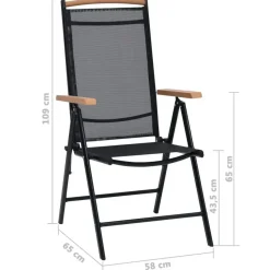 vidaXL - Tuinstoelen - Zwart - Aluminium en textileen - 2 stuks - Inklapbaar