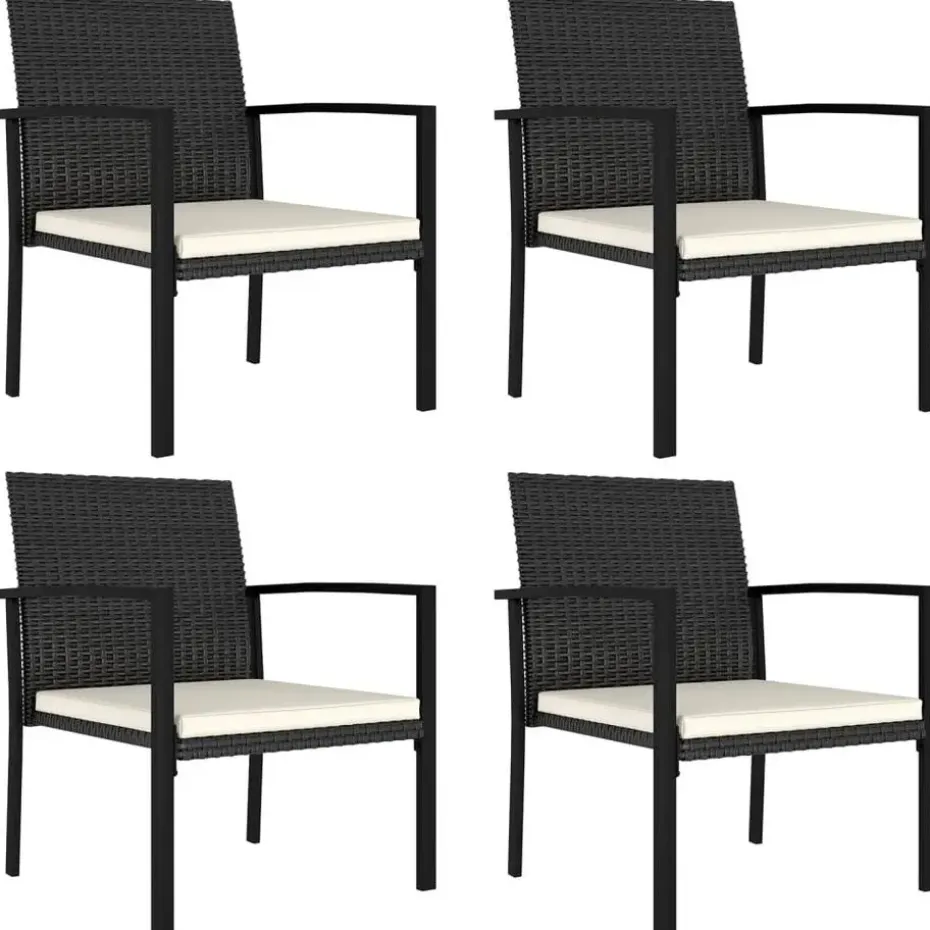 vidaXL - Tuinstoelen - Zwart - Poly rattan - 4 stuks