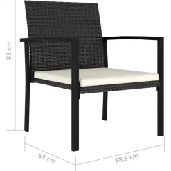 vidaXL - Tuinstoelen - Zwart - Poly rattan - 4 stuks