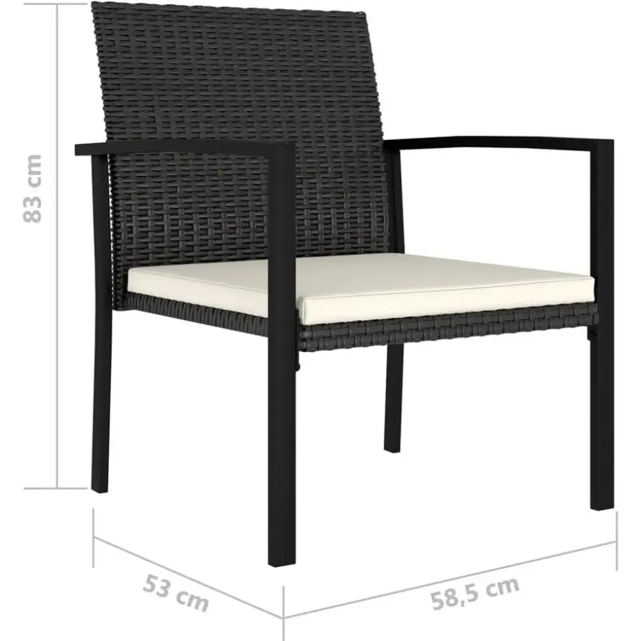 vidaXL - Tuinstoelen - Zwart - Poly rattan - 4 stuks
