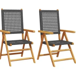 vidaXL - Tuinstoelen - Zwart - Acaciahout - 2 stuks - 57x70x109 cm