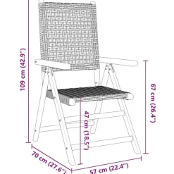 vidaXL - Tuinstoelen - Zwart - Acaciahout - 2 stuks - 57x70x109 cm