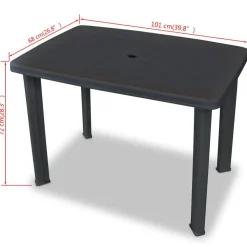 vidaXL - Tuintafel - Antraciet - Kunststof - 101 x 68 x 72 cm