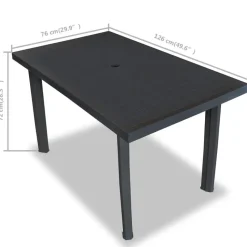 vidaXL - Tuintafel - Antraciet - Kunststof - 126 x 76 x 72 cm