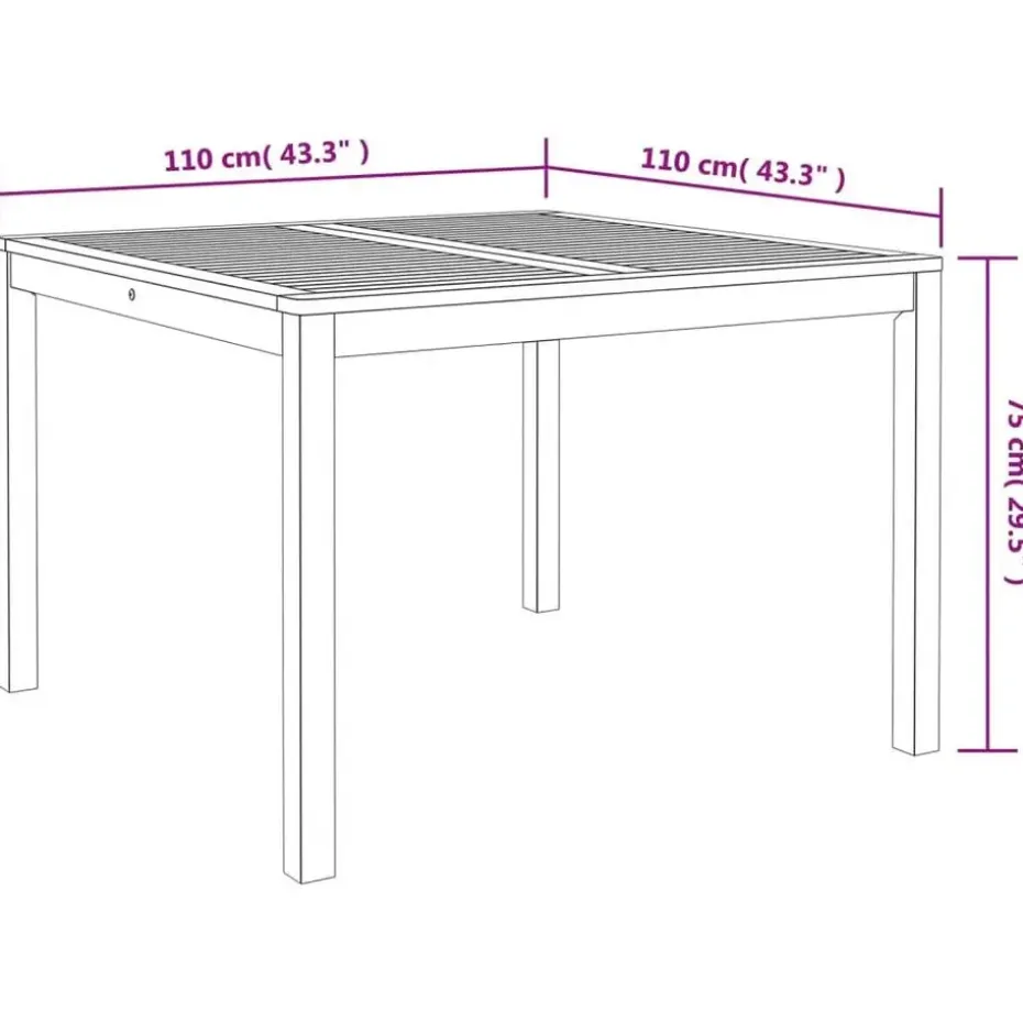 vidaXL - Tuintafel - Bruin - Acaciahout - 110 x 110 x 75 cm