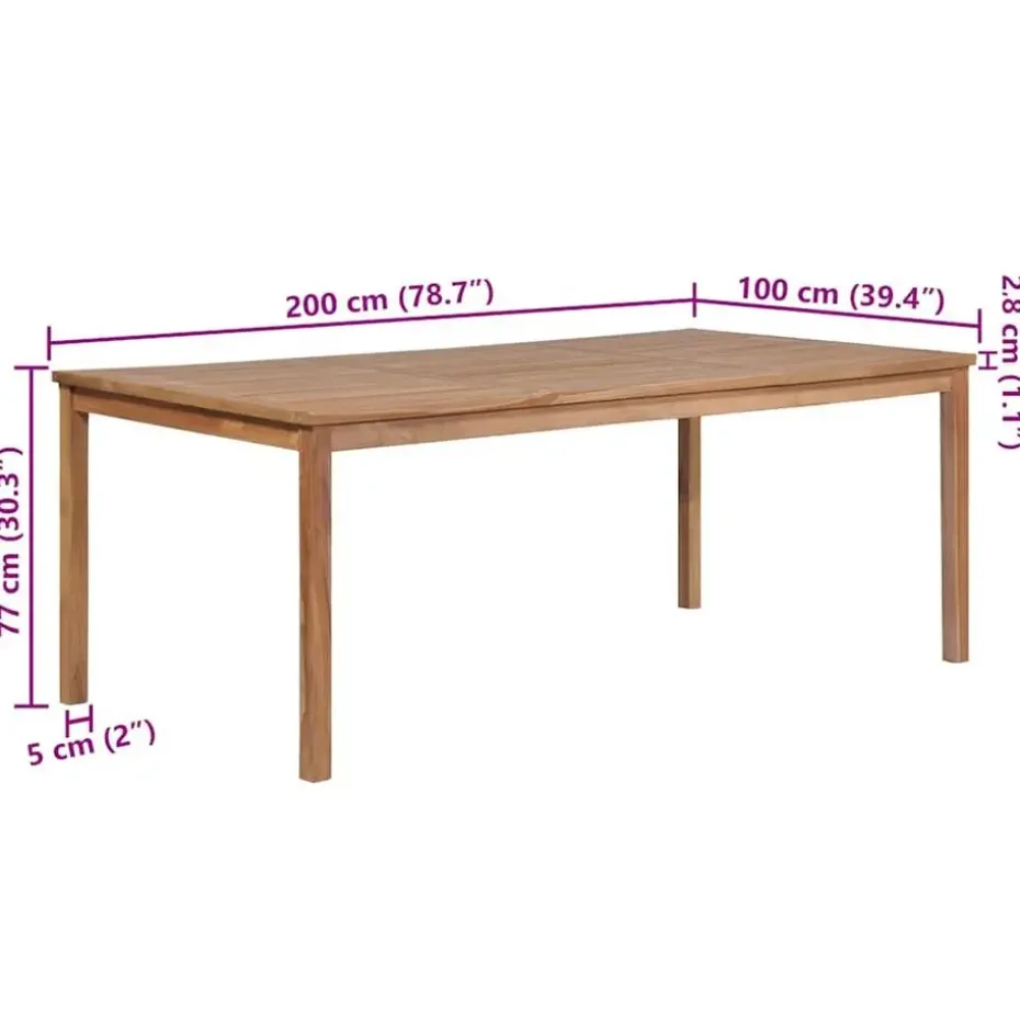 vidaXL - Tuintafel - Bruin - Hout - 200 x 100 x 77 cm