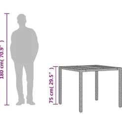 vidaXL - Tuintafel - Grijs - Poly rattan - 90 x 90 x 75 cm