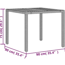vidaXL - Tuintafel - Grijs - Poly rattan - 90 x 90 x 75 cm
