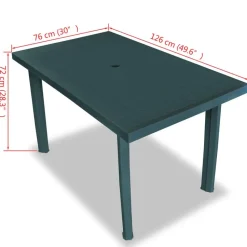 vidaXL - Tuintafel - Groen - Kunststof - 126 x 76 x 72 cm