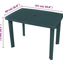 vidaXL - Tuintafel - Groen - Kunststof - 101 x 68 x 72 cm