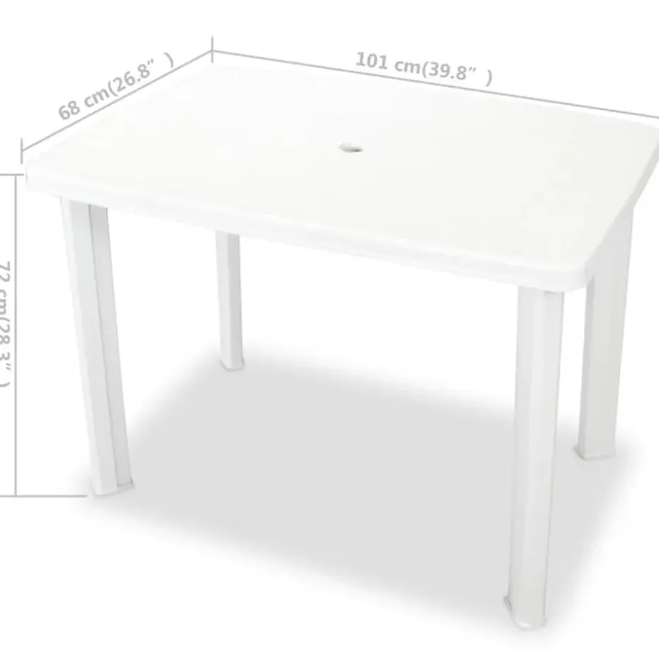 vidaXL - Tuintafel - Wit - Kunststof - 101 x 68 x 72 cm