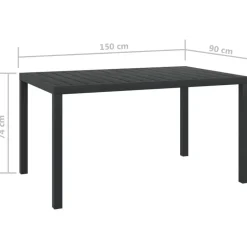vidaXL - Tuintafel - Zwart - WPC - 150 x 90 x 74 cm