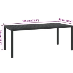 vidaXL - Tuintafel - Zwart - WPC - 185 x 90 x 74 cm
