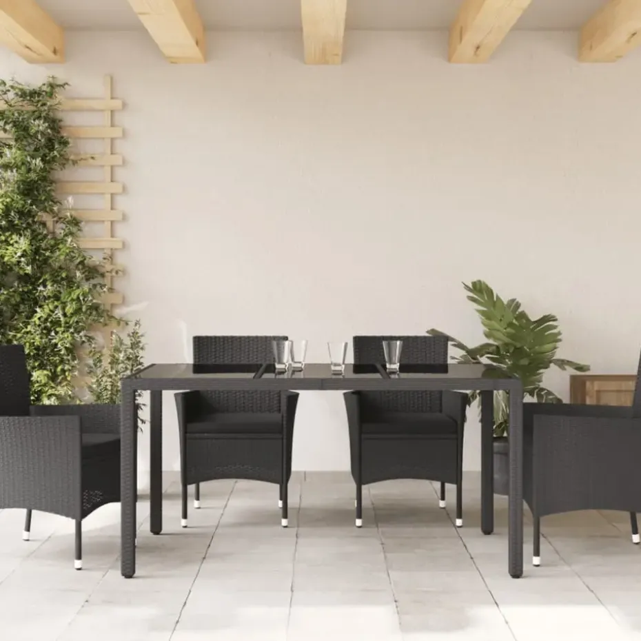 vidaXL - Tuintafel - Zwart - Poly rattan - 150 x 90 x 75 cm