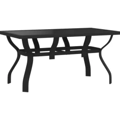 vidaXL - Tuintafel - Zwart - Staal en glas - 140 x 70 x 70 cm
