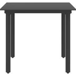 vidaXL - Tuintafel - Zwart - Staal en glas - 80 x 80 x 74 cm