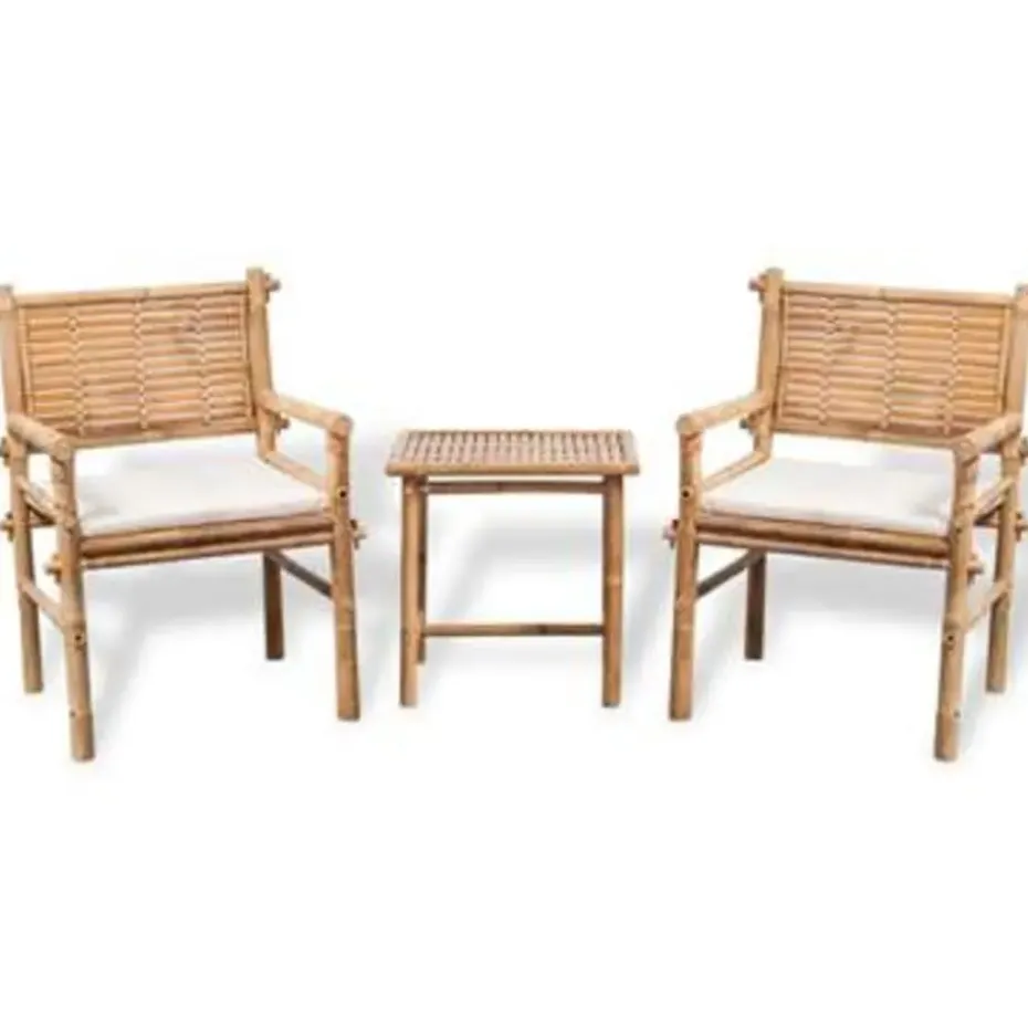 vidaXL - Tuintafel En Stoel - Bruin - Stof