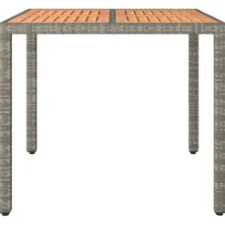 vidaXL - Tuintafel Met Houten Blad - Grijs - Poly rattan en acaciahout